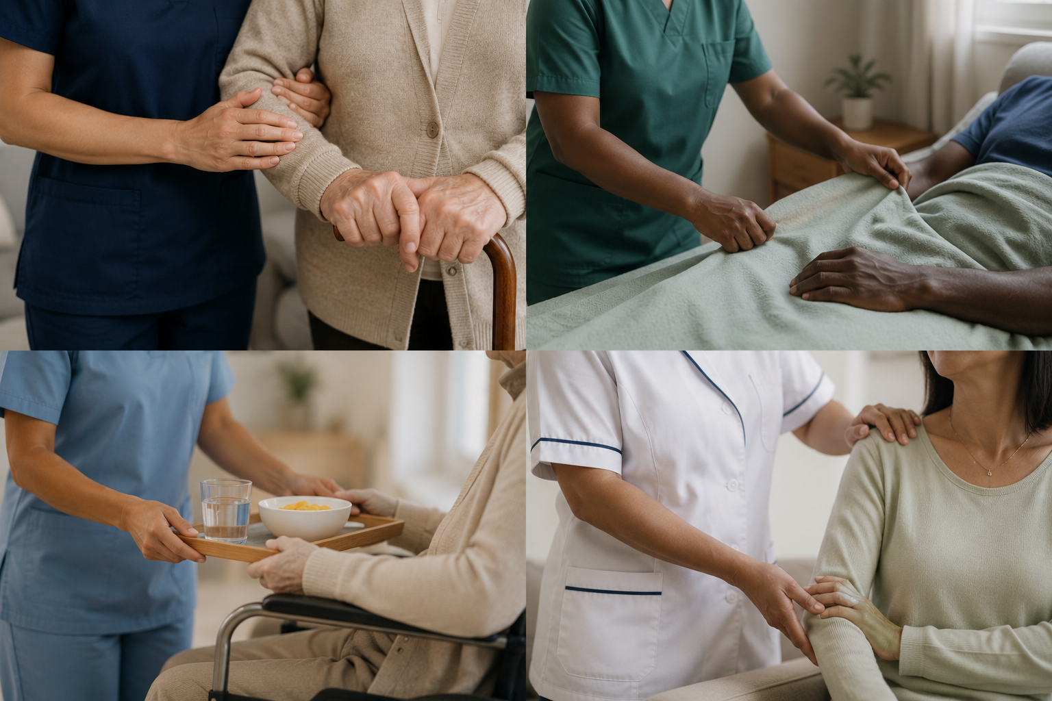 caregiver with senior smiling at home